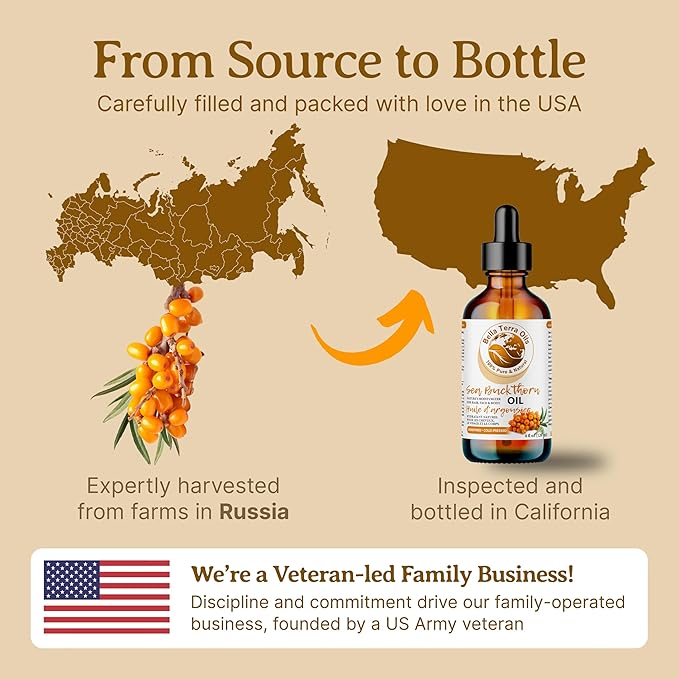 Bella Terra Oils - Seabuckthorn Berry Oil 4oz - Experience Nature's Luxurious Touch, Brimming with Vitamin E & Carotenoids, Transcend Ordinary Skincare