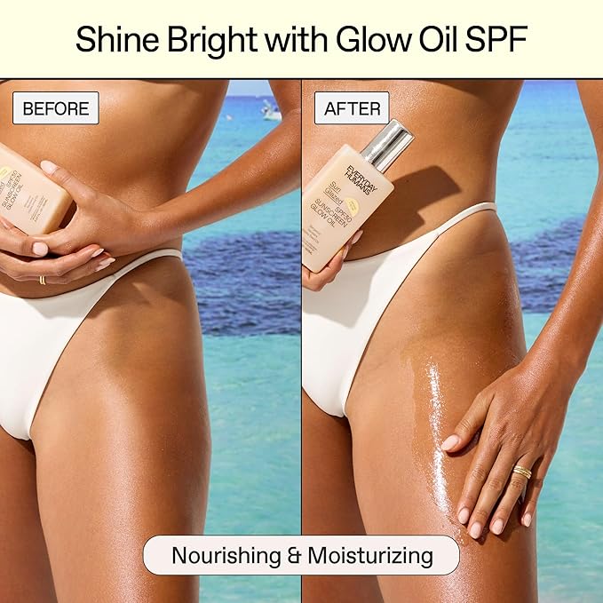 Everyday Humans SPF30 Sheer Body Glow Oil with Gold Mica | Sun Glazed Hydrating UV Protection Vegan Cruelty Free 5.1 Fl Oz | Bergamot, Squalane, Jojoba Seed Oil | UVA/UVB Broad Spectrum Protection