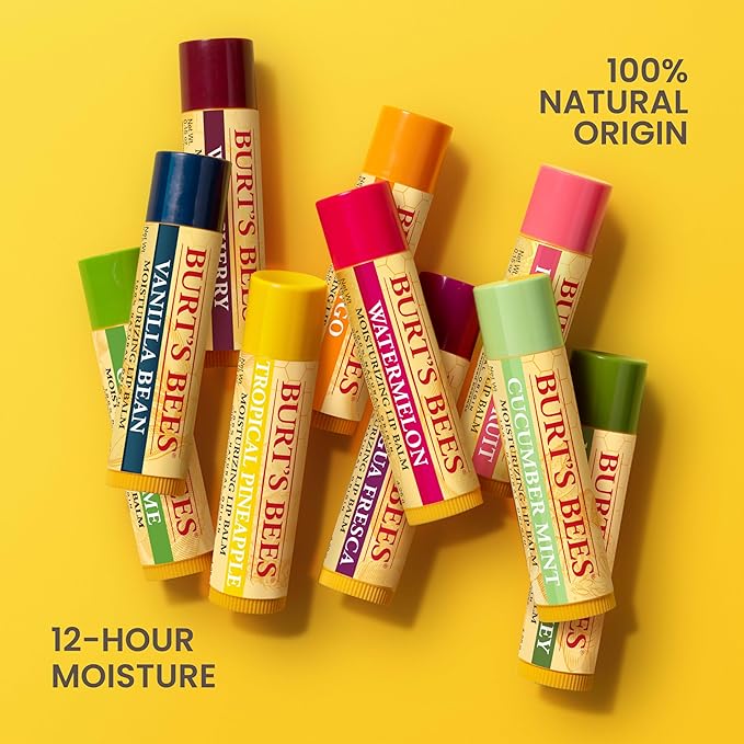 Burt's Bees Lip Balm - Pomegranate, Lip Moisturizer With Responsibly Sourced Beeswax, Tint-Free, Natural Origin Conditioning Treatment, 2 Tubes, 0.15 oz.