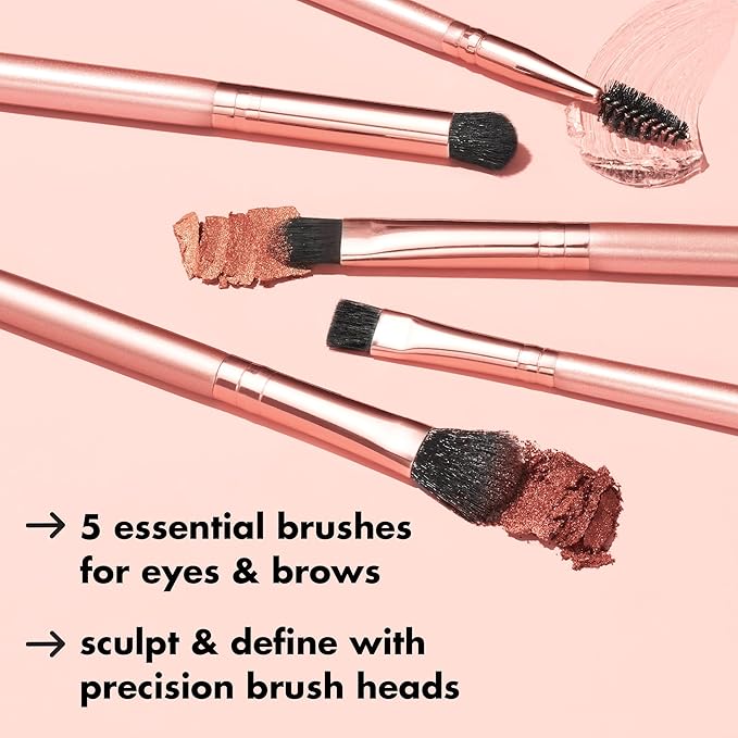 e.l.f. Ultimate Eyes 5 Piece Brush Collection, Makeup Brushes For Eyeliner, Eyeshadow, Brows & more, Vegan & Cruelty-Free