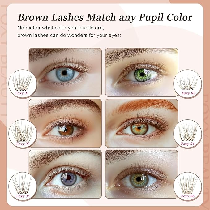 Lash Clusters - Dark Brown Lashes 360PCS Natural Wispy Fluffy Eyelash Clusters 8-16 MM Eyelash Extensions D Curl Faux Mink Lash Extensions DIY at Home