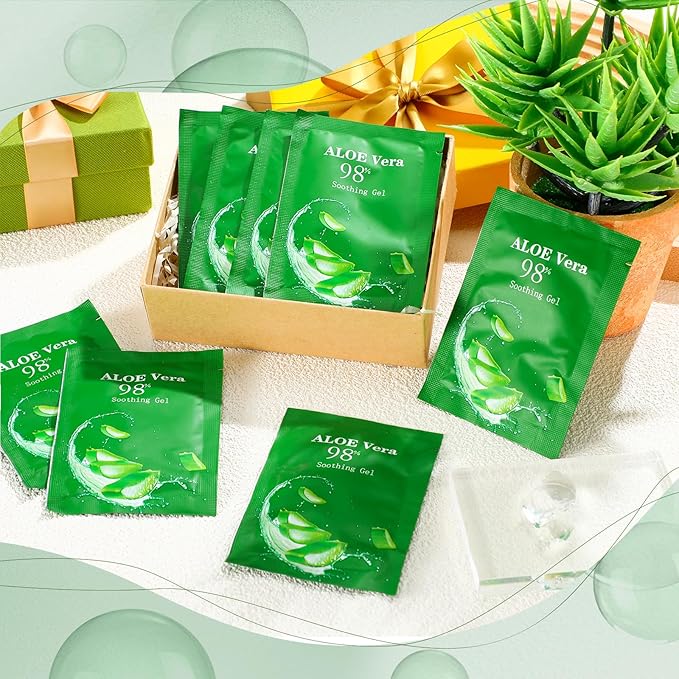 60 Pcs Aloe Vera Gel Bulk Travel Size Soothing Gel 98% Organic Aloe Vera Moisturizer for Skin and Hair Face Moisturizer for Sunburns Relief, Razor Burns, DIY Skincare