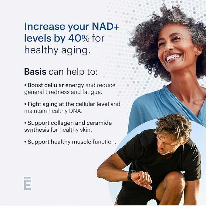 ELYSIUM Basis NAD Plus Supplement 30 Servings - with Nicotinamide Riboside 250mg and Pterostilbene 50mg - Healthy Aging Supplement & Cellular Energy