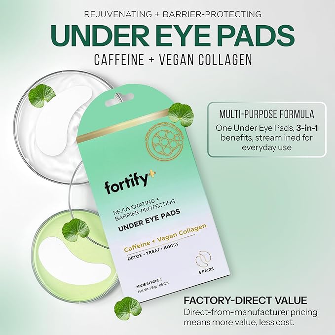 Under Eye Patches For Puffy Eyes and Dark Circles - Caffeine, Collagen & Zeolite - 3-in-1: Detox, Treat, Boost - Dermatologist Tested, Anti-Aging, Anti wrinkle Patches- 5 Pairs