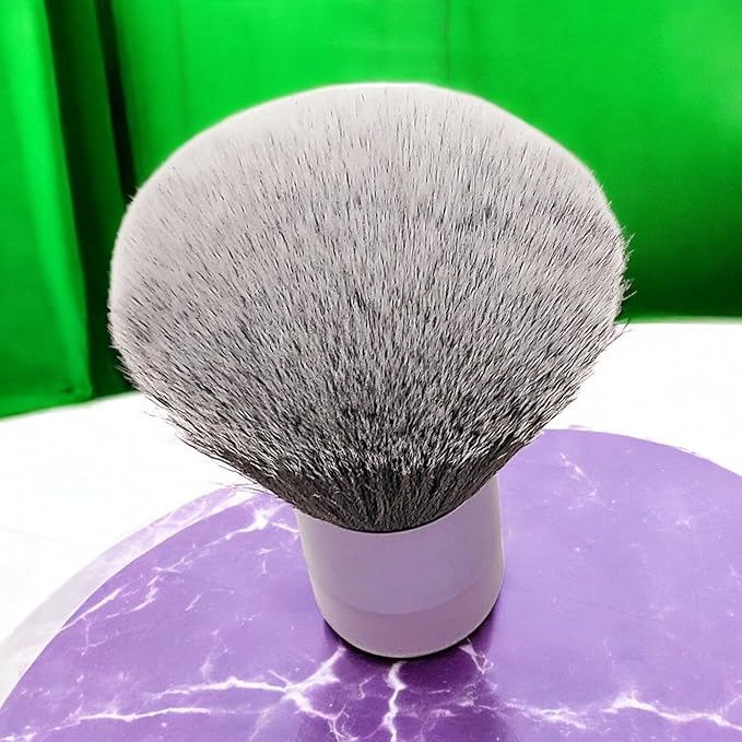 Luxurious and Large Ultra Soft Fluffy Powder Brush, Multipurpose Face, Body, Barber and Beauty Tool, with wooden base Soft Kabuki Brush by BevyGold (Violet)