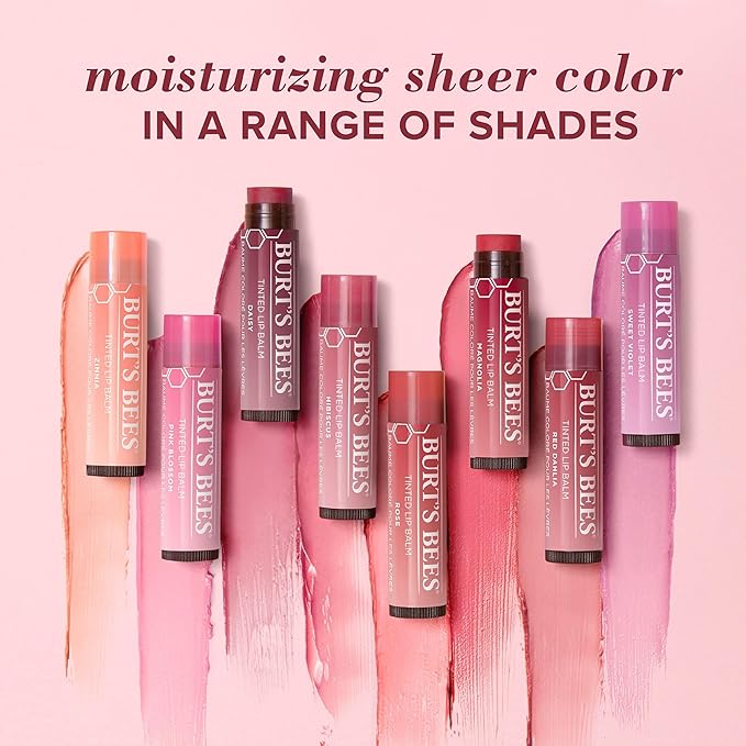 Burt's Bees Lip Tint Balm with Long Lasting 2 in 1 Duo Tinted Balm Formula, Color Infused with Deeply Hydrating Shea Butter for a Natural Looking Buildable Finish, Fiery Red Dahlia (2-Pack)