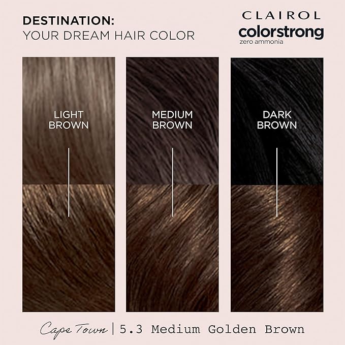 Clairol ColorStrong Permanent Zero Ammonia Hair Dye, 5.3 Medium Golden Brown - Cape Town Hair Color, Pack of 1