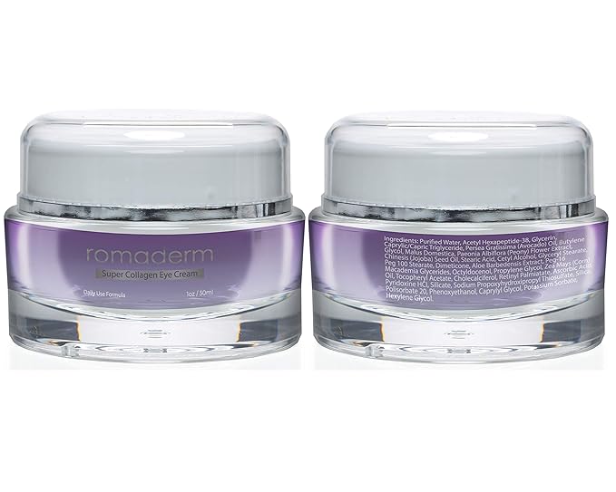 Romaderm- Super Collagen Eye Cream-Dark Circles, Puffiness, Wrinkles and Bags - The Most Effective Anti-Aging Eye Cream for Under and Around Eyes