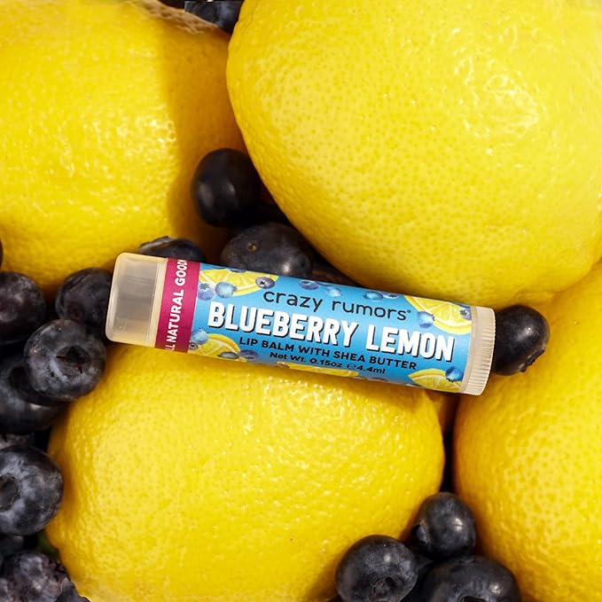 Crazy Rumors Blueberry Lemon Flavored All Natural, Plant Based Lip Balm to Moisturize and Nourish your Lips - Blueberry Lemon (3-Pack)