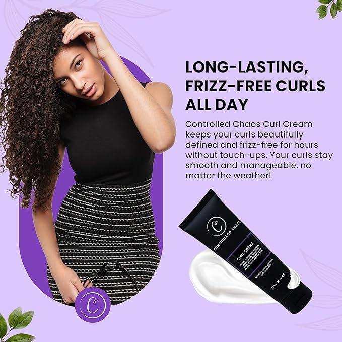 Controlled Chaos, As Seen on Shark Tank Curl Defining Cream for All Hair Types to Add Smoothness and Control Curly, Sulfate-Free Curl Cream (3oz)