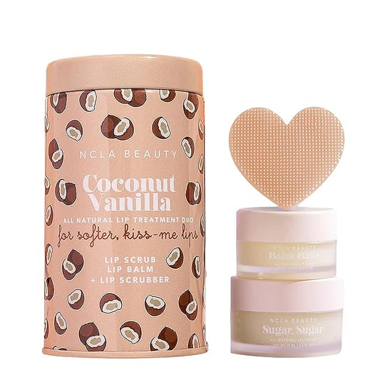NCLA - Lip Care Set + Lip Scrubber | Clean, Natural, Non-Toxic Beauty (Coconut Vanilla)