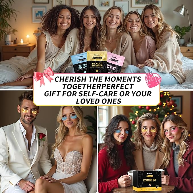 Under Eye Patches(25 Pairs), 24K Gold, Caffeine, Retinol Eye Masks for Puffy Eyes, Wrinkles, Dark Circles, Undereye Bags Treatment - Restoring & Awakening & Moisturizer Skin care Gift for Women