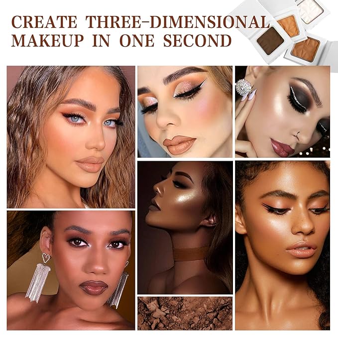 Matte White Highlight Contour Palette Bright,Mini Professional Matte Contouring Makeup Pallet for Face,Long Lasting Smooth Powder for Face,Convenient,Cruelty-Free & Vegan