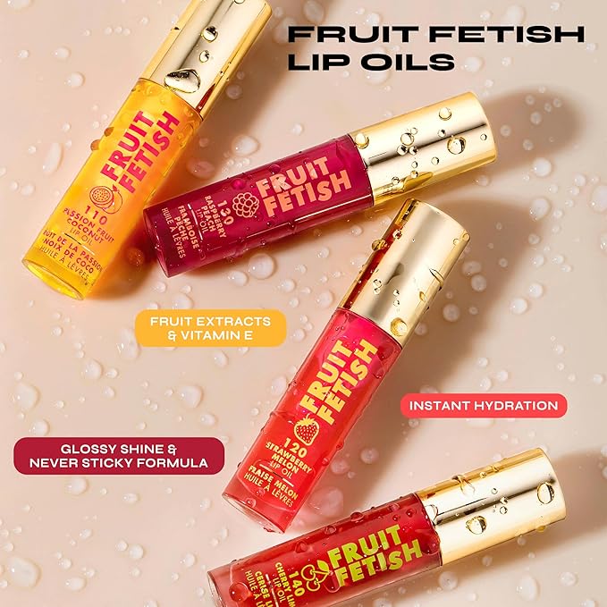 Milani Fruit Fetish Lip Oil with Vitamin E for Instant Hydration, Fruit Extract Infused Lip Treatment and Moisturizing Lip Gloss - Raspberry Peach