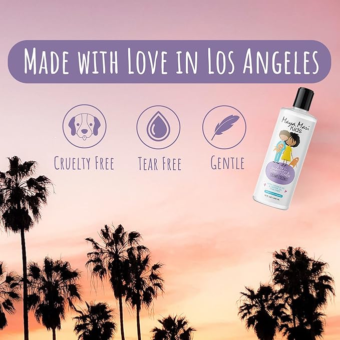 2 in 1 Natural Kids Shampoo and Conditioner, Tear Free | For Toddlers with Curly Hair | For All Kids Hair Types | Coconut & Lime Twist, Made in the USA, 12 Fl Oz