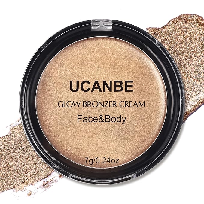 UCANBE Cream Bronzer for Face & Body, Natural Golden Sun-Kissed Glow Highlighter, Luminous Buildable Coverage for Long Lasting Bronzed Glow, Lightweight Brighten Contour Multi-Use Makeup Palette