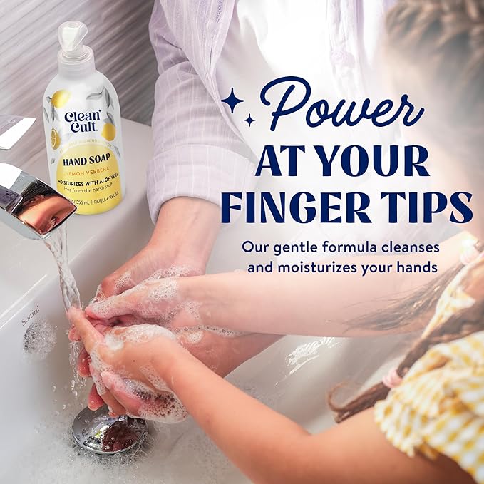 Cleancult Liquid Hand Soap Refill - Lemon Verbena - Moisturizes Dry & Sensitive Skin - Made with Aloe Vera & Essential Oils - Eco Friendly - Paper-Based Packaging - 32 oz/1 Pack