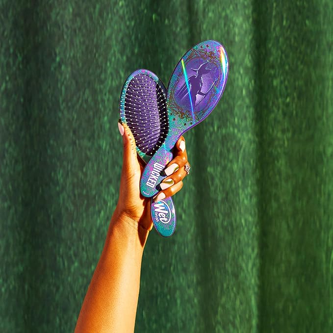 Wet Brush Original Detangler Hair Brush Elphaba (Wicked) Kit - Ultra-Soft IntelliFlex Bristles - Detangling Brush Glides Through Tangles For All Hair Types (Wet Dry & Damaged) - 1 Brush & 1 Bow