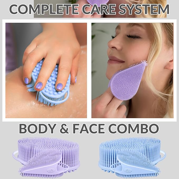Avilana Silicone Body Scrubber – Gentle Shower Brush & Loofah Alternative- Food Grade & Lab Tested – Fast-Drying, Hygienic, BPA-Free Silicone Body Gentle Exfoliator (Dark Gray, Body & Face)