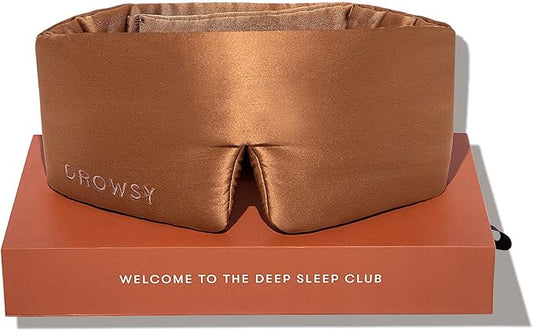 DROWSY Silk Sleep Mask. Face-Hugging, Padded Silk Cocoon for Luxury Sleep in Total Darkness. (Pumpkin Spice)
