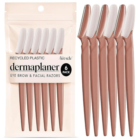 Kitsch Dermaplane Razor for Women Face - Face Razors for Women and Men - Eyebrow Trimmer, Shaver, Recycled Plastic Dermaplaning and Skin Care Tool - Terracotta, 6 pcs
