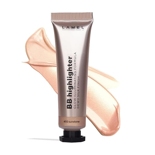 Lamel Dewy Cream BB Highlighter - Lightweight, Buildable and Luxuriously Glossy with Radiant, Natural-looking, Non-Greasy, Moisturizing, and Long-Lasting Formula for Flawless, Skin-Brightening - 402
