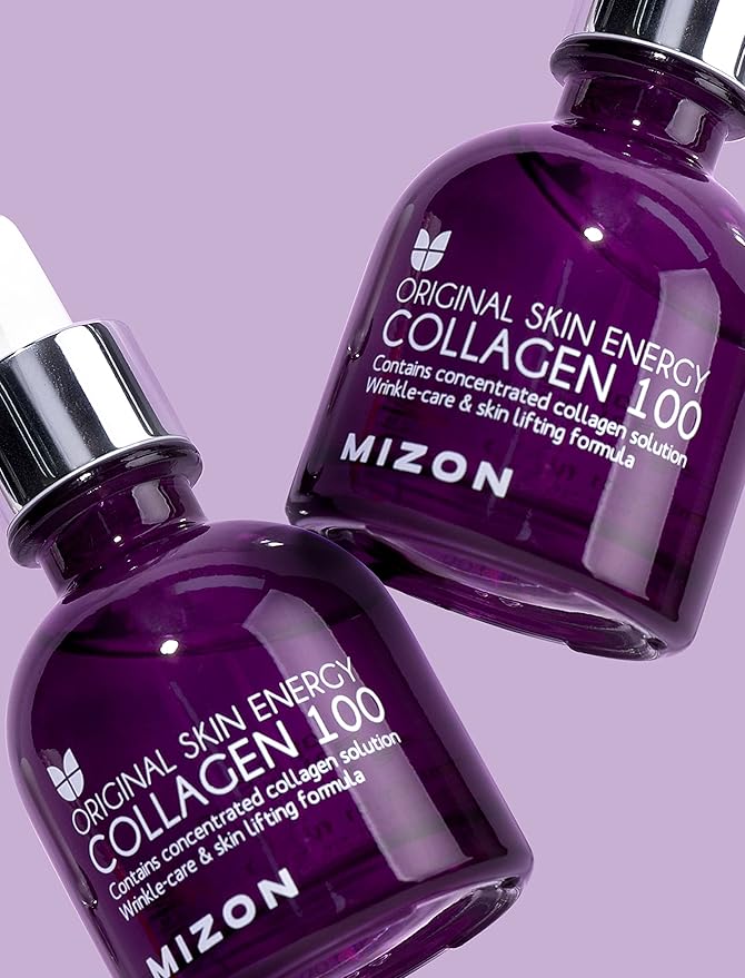 MIZON Collagen 100 Korean Ampoule with Concentrated Marine Collagen Elasticity Booster Serum Peptides Deep Hydration (1.01 fl. oz)