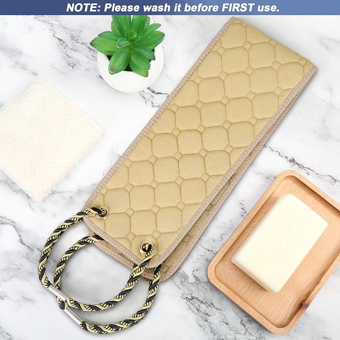 Exfoliating back scrubber with handles,