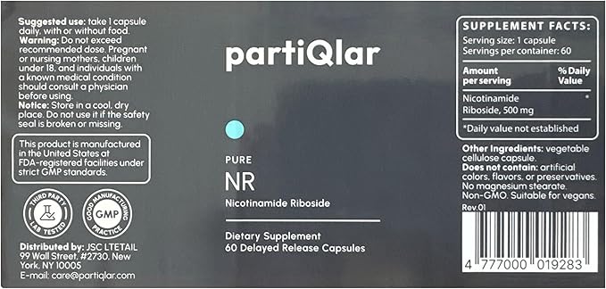 Nicotinamide Riboside (NR) 500mg – NR Supplement for Cellular Health, Anti-Aging, Energy & Metabolism Support – 2-Month Supply (60 Capsules)