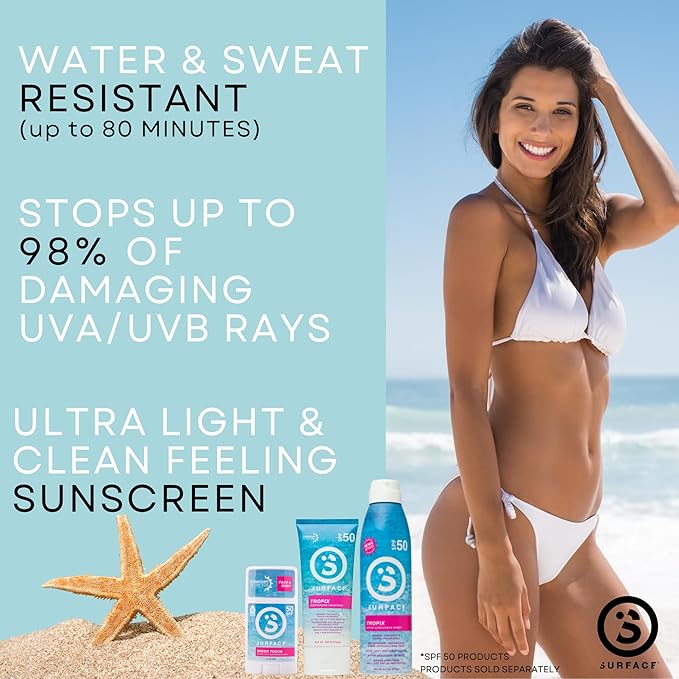 Surface TROPIX Sheer Touch Sunscreen Lotion-Oxybenzone, Octinoxate & Octisalate FREE - Hawaii 104 Reef Act Compliant – Water Resistant UVA/UVB Protection - 6oz - SPF 50-1 Count