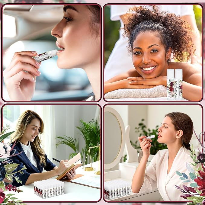 Dunzy 100 Pack Hello Fall Thanksgiving Party Gifts Bulk Lip Balms Favors Employee Appreciation Gifts Thank You Gifts Team Inspirational Gifts for Women Men Coworkers Satff Teachers(Floral)