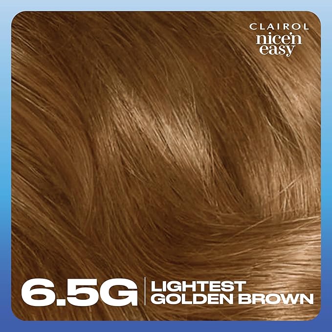 Clairol Nice'n Easy Permanent Hair Dye, 6.5G Lightest Golden Brown Hair Color, Pack of 3