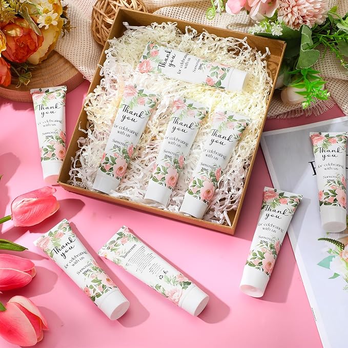 36 Pcs Sunscreen for Wedding Favors SPF 30 Wedding Mini Sunscreen Lotion 1 oz Travel Sunscreen Bulk Bridal Shower Favors Gifts for Wedding Guest Gifts Party Supplies (Flower)