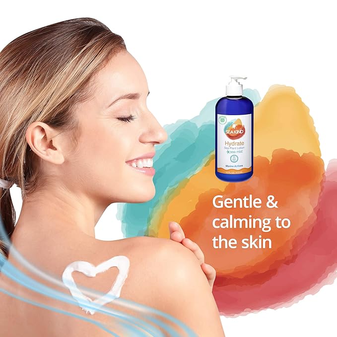 All Natural Hydrate Sea Mist Sea Plant Hand and Body Lotion for Women and Men, Essential Oil Scent, 16 Fl Oz, Non Comedogenic, Vegan Moisturizer for Dry and Sensitive Skin, No Parabens