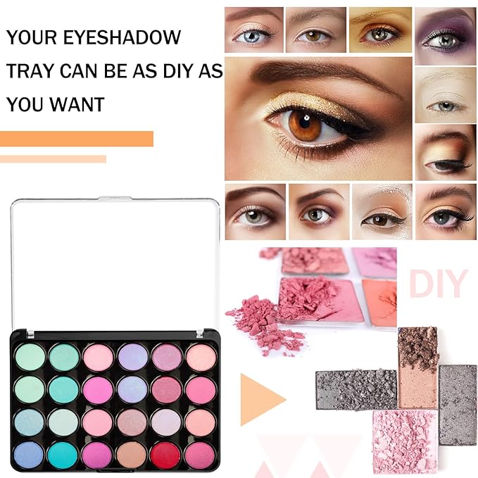 6 Pcs Empty Magnetic Makeup Palette with Clear Top Travel Makeup Pan DIY Eyeshadow Pan Dispensing Storage Box for Eyeshadow Lipstick Blush Powder Pigment, 4.6 x 2.4 x 0.4 In, 5.5 x 4.0 x 0.6 In