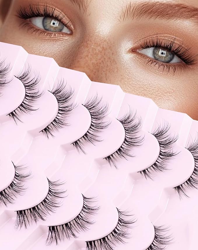 Cat eye Lashes Natural Wispy Lashes Everyday Natural Look Flared Eyelashes False Eye Lashes Soft Fluffy Lashes False Eyelashes 7 Pairs D93