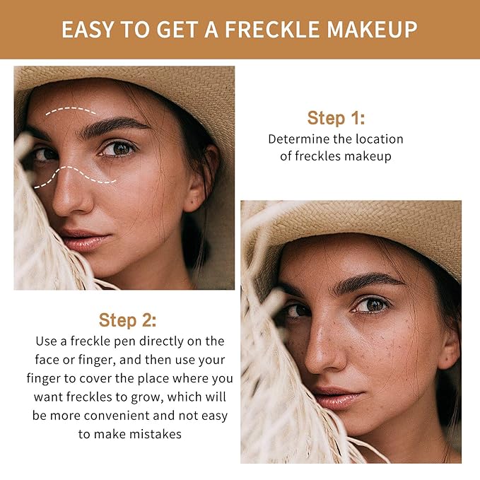 2 Pcs Freckle Pen Set, Natural Lifelike Fake Freckles Makeup Pen Magic Brown Color Freckles Makeup Tool Long-Lasting Waterproof Dot Spot Pen for Effortless Sunkissed Makeup (Light Brown)