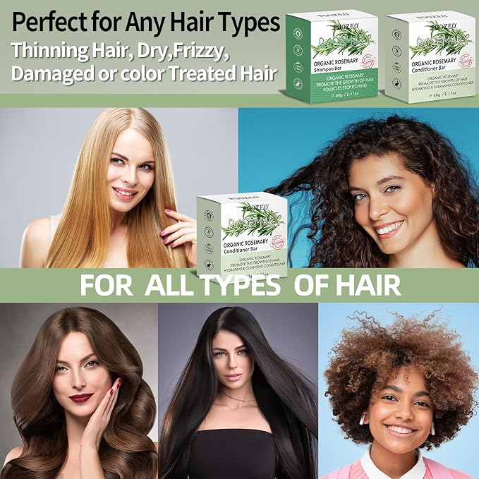 2 Pack Rosemary Shampoo Conditoner Bar Set,Thinning Hair-Volume Shampoo & Conditioner Bar for Men and Women,Hair Thickening & Regrowth Treatment,Hair Growth Soap for Anti-Hair Loss