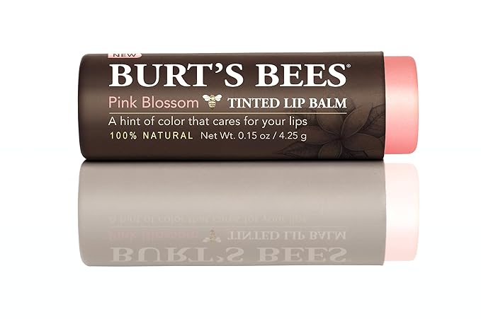 Burt's Bees 100% Natural Tinted Lip Balm, Pink Blossom with Shea Butter & Botanical Waxes – 2 Tubes