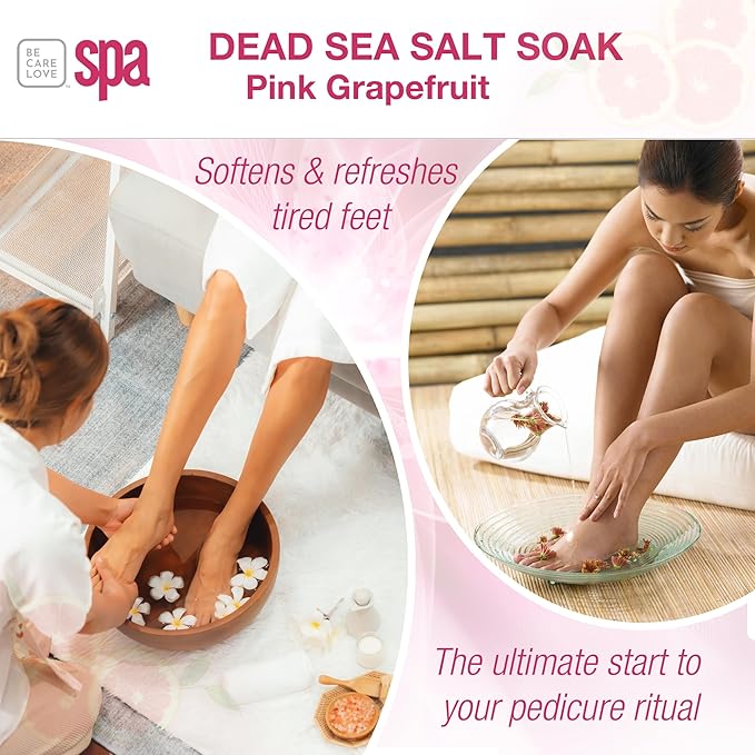 BCL SPA Dead Sea Salt Soak - bath salt with organic Pink Grapefruit, Shae Butter, Arnica, Aloe Vera juice, Chamomile, Argan oil & Jojoba oil skin exfoliator - Home/Professional use 16 fl oz