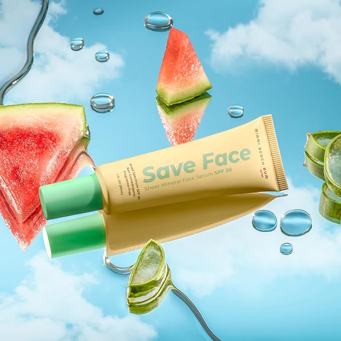 SPF 50 with Algae, Aloe & Antioxidants, Broad Spectrum Sunscreen Non-Aerosol, Hawaii Reef Compliant - Octinoxate, Oxybenzone & Petroleum Free (Save Face Single, 1PK)