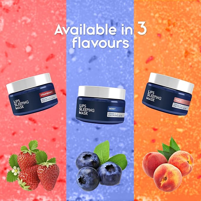 Lip Mask Overnight with Hyaluronic Acid & Collagen, Lip Sleeping Mask for Dry Cracked Lips, Moisturizing, Hydrating, Exfoliating Night Treatment for Lip Care (Berry)