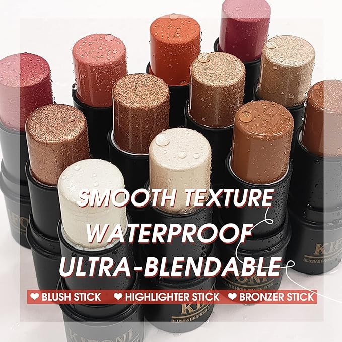 2 Pcs Cream Blush Stick Makeup Kit, Natural Shimmer & Matte Stick Blush Wand for Cheeks, Lightweight Blendable Silky Cream Blush Makeup -Shimmer Blush (#01 Shimmer Pink #04 Shimmer Fuchsia)