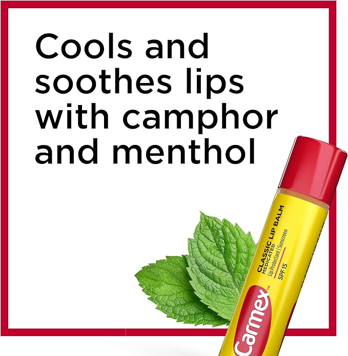 Carmex Classic Medicated Lip Balm Sticks, Lip Moisturizer for Chapped Lips, 9 Count (3 Packs of 3)