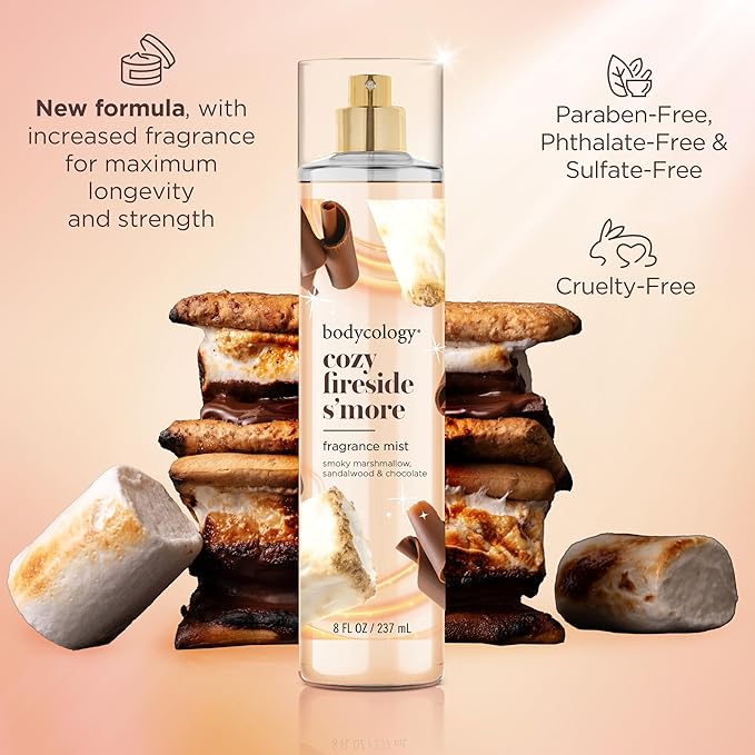 Bodycology Long-Lasting Fragrance Body Mist, Cozy Fireside S'more, 8 fl oz