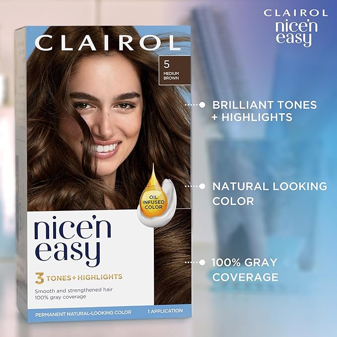Clairol Nice'n Easy Permanent Hair Dye, 8G Medium Golden Blonde Hair Color, Pack of 1