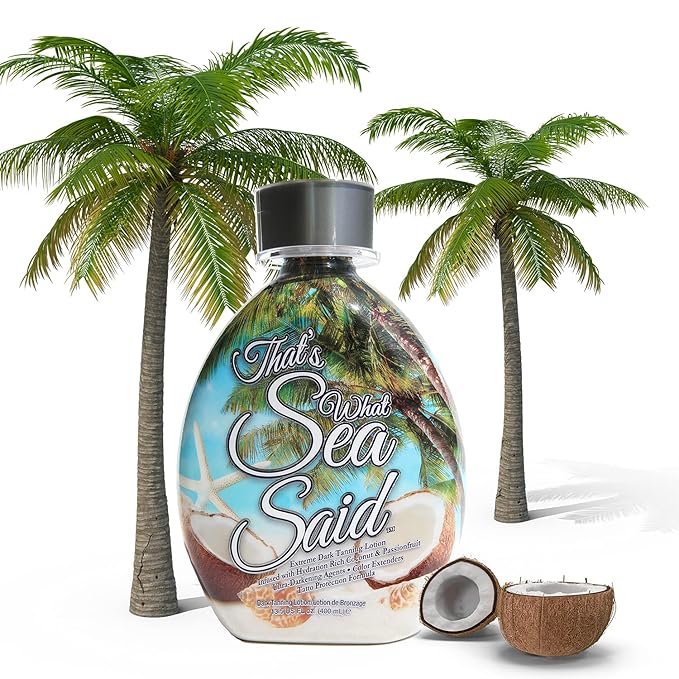 That’s What Sea Said Tanning Lotion Accelerator - For Indoor Tanning Beds and Outdoor Sun Tan - Safe for Face, Body and Tattoos - With Coconut Oil - No Bronzer