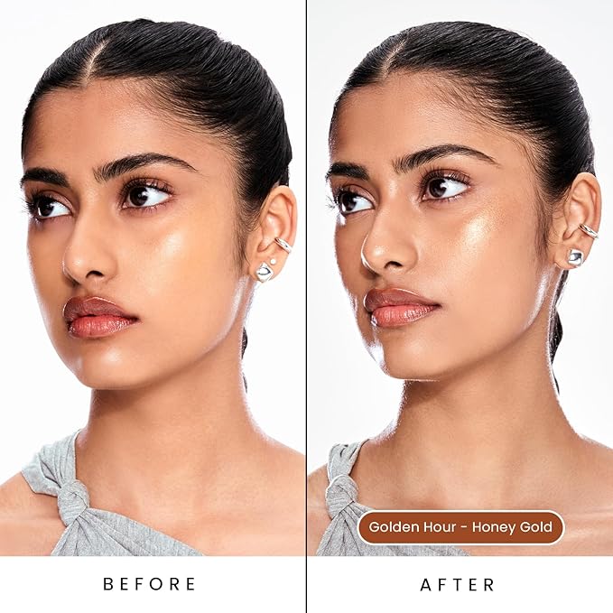 Sacheu Liquid Glow STAY-N Liquid Highlighter & Illuminator Makeup — 30ml Long Lasting Luminous Glow Lightweight Dewy Finish, Golden Hour