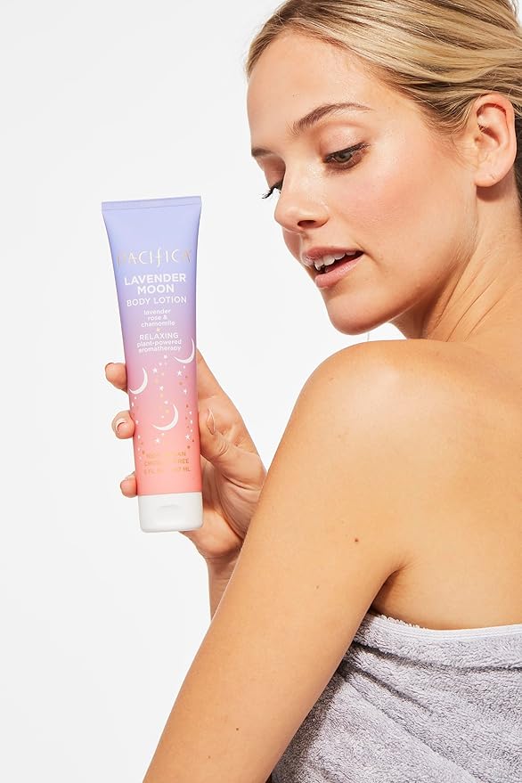 Pacifica Lavender Moon Body Lotion – Relaxing Lavender & Rose Scented Moisturizer w/Chamomile & Vitamin E, Calming Aromatherapy Cream for Nighttime Shower Vegan & Cruelty-Free Dermatologist Tested