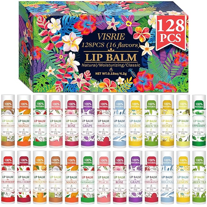 128 Pack Lip Balm, Natural Lip